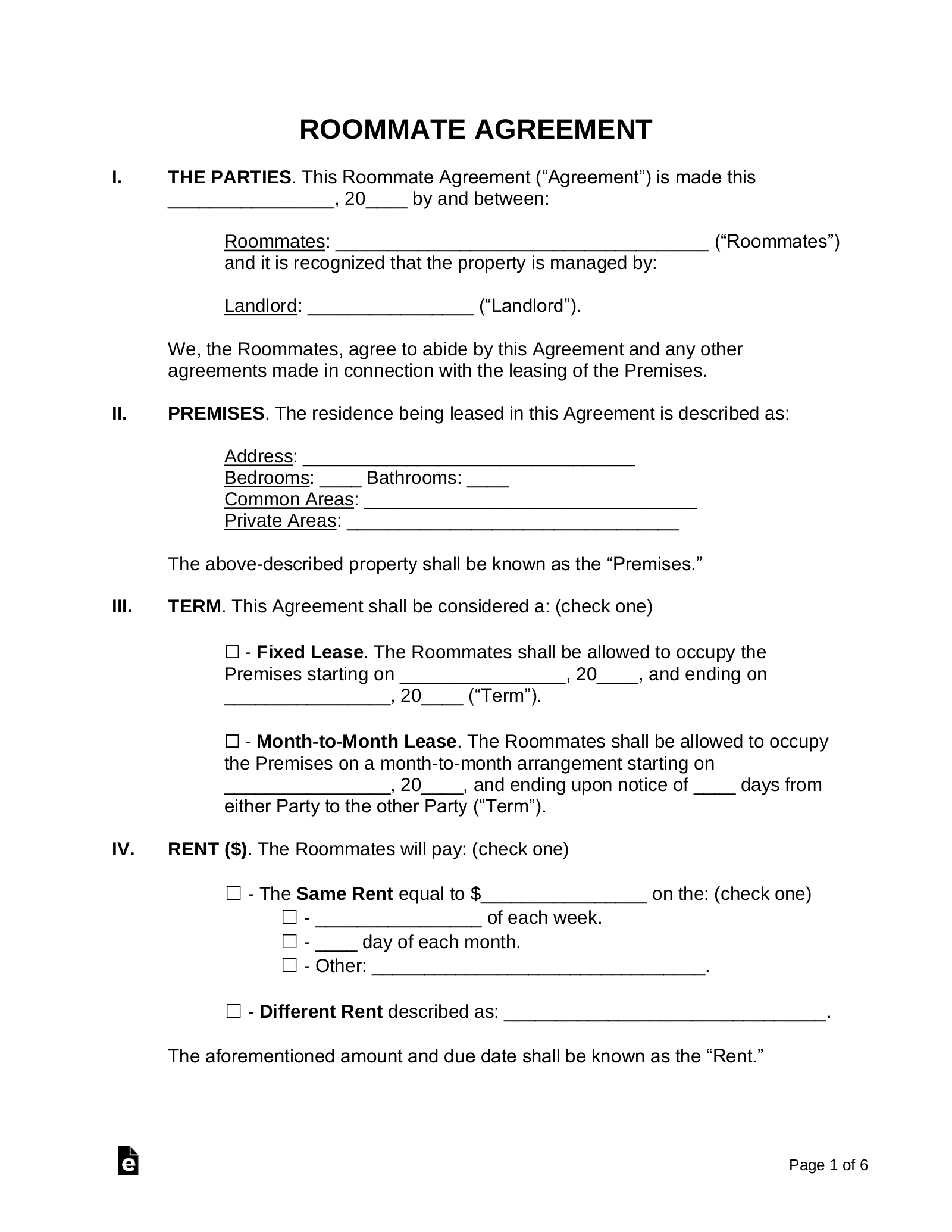 template 2 roommates expenses printable pdf