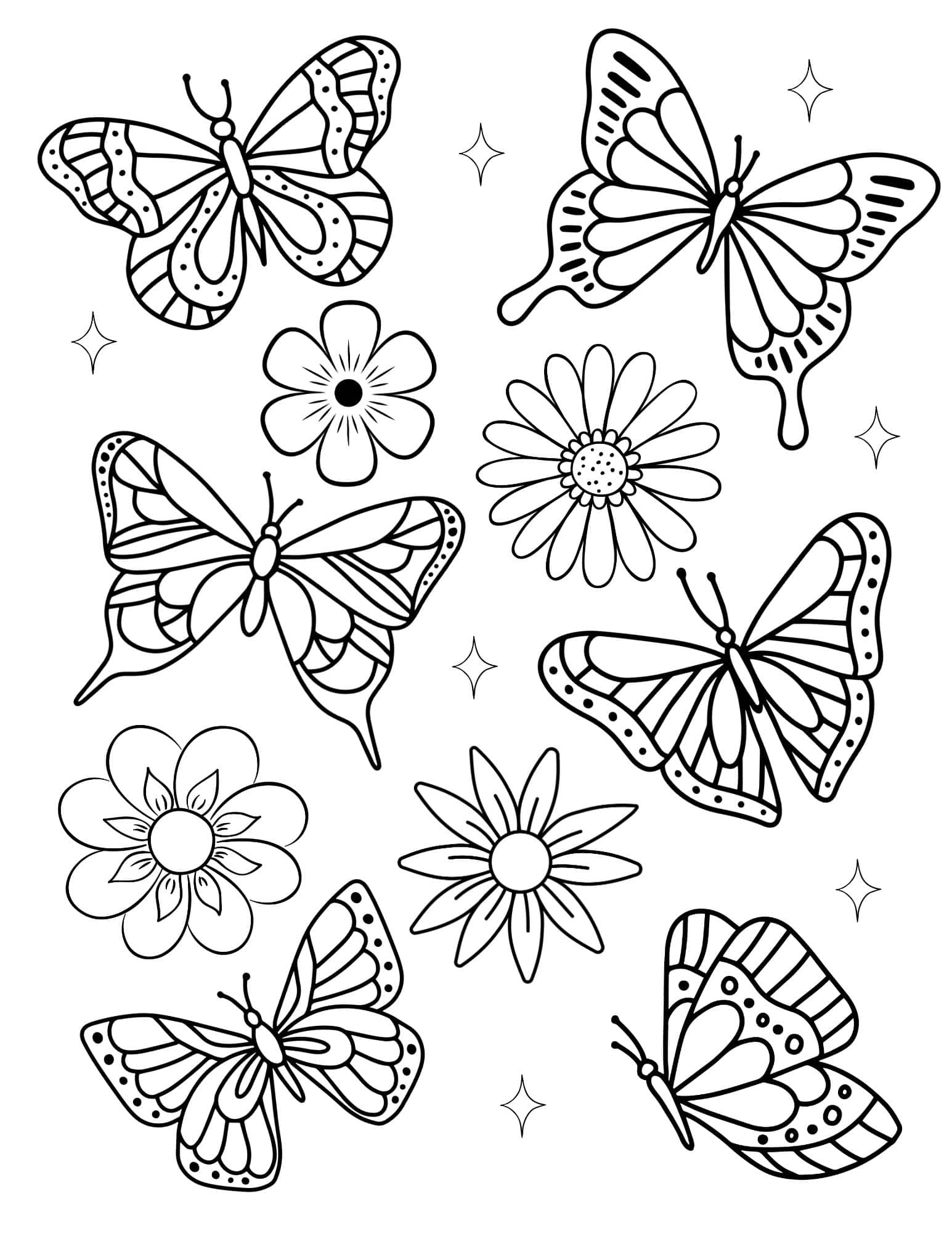 butterfly flower coloring pages