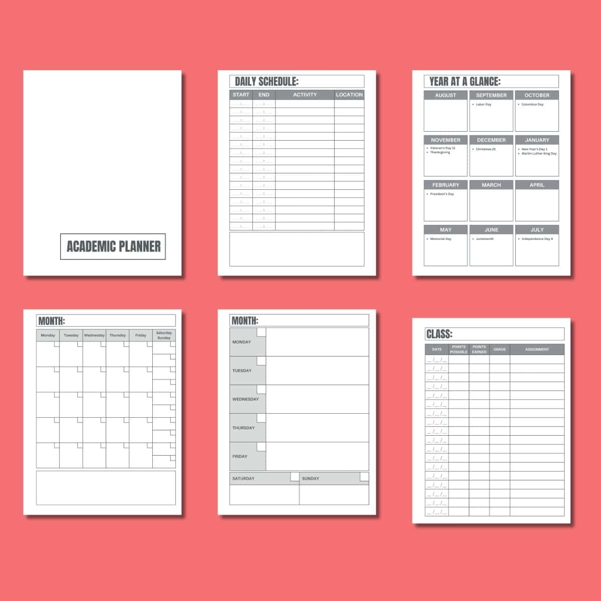 FREE Simple Student Planner PDF