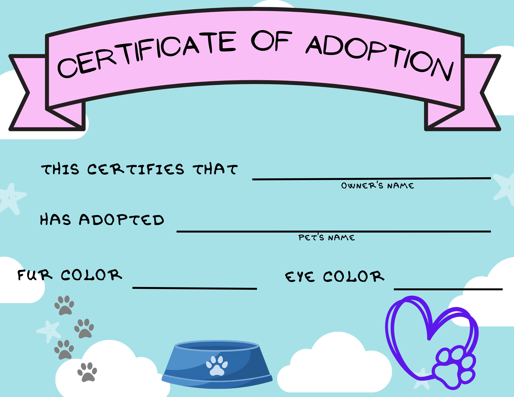Free Stuffed Animal Adoption Certificate Printable Sew Cute Patterns