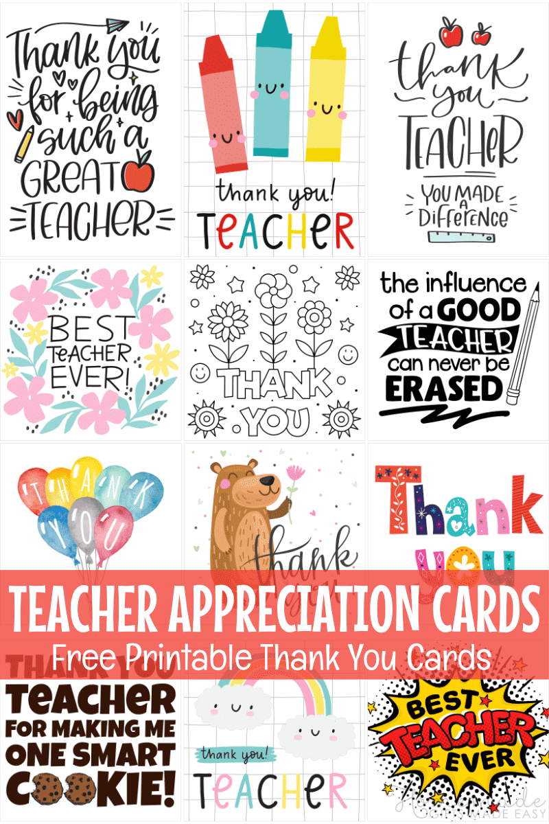 free teacher appreciation printables pdf