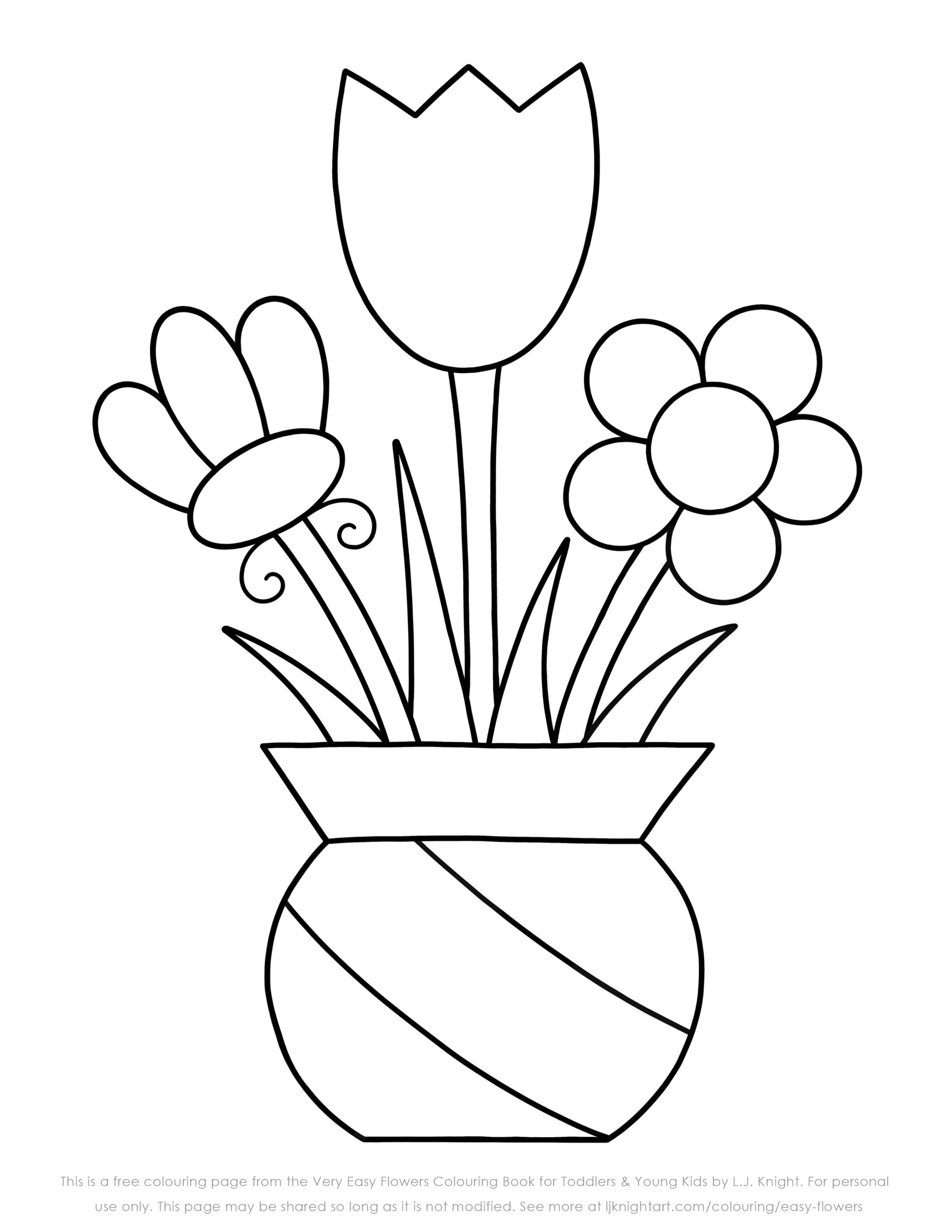 Free Very Easy Flowers Colouring Page L J Knight Art