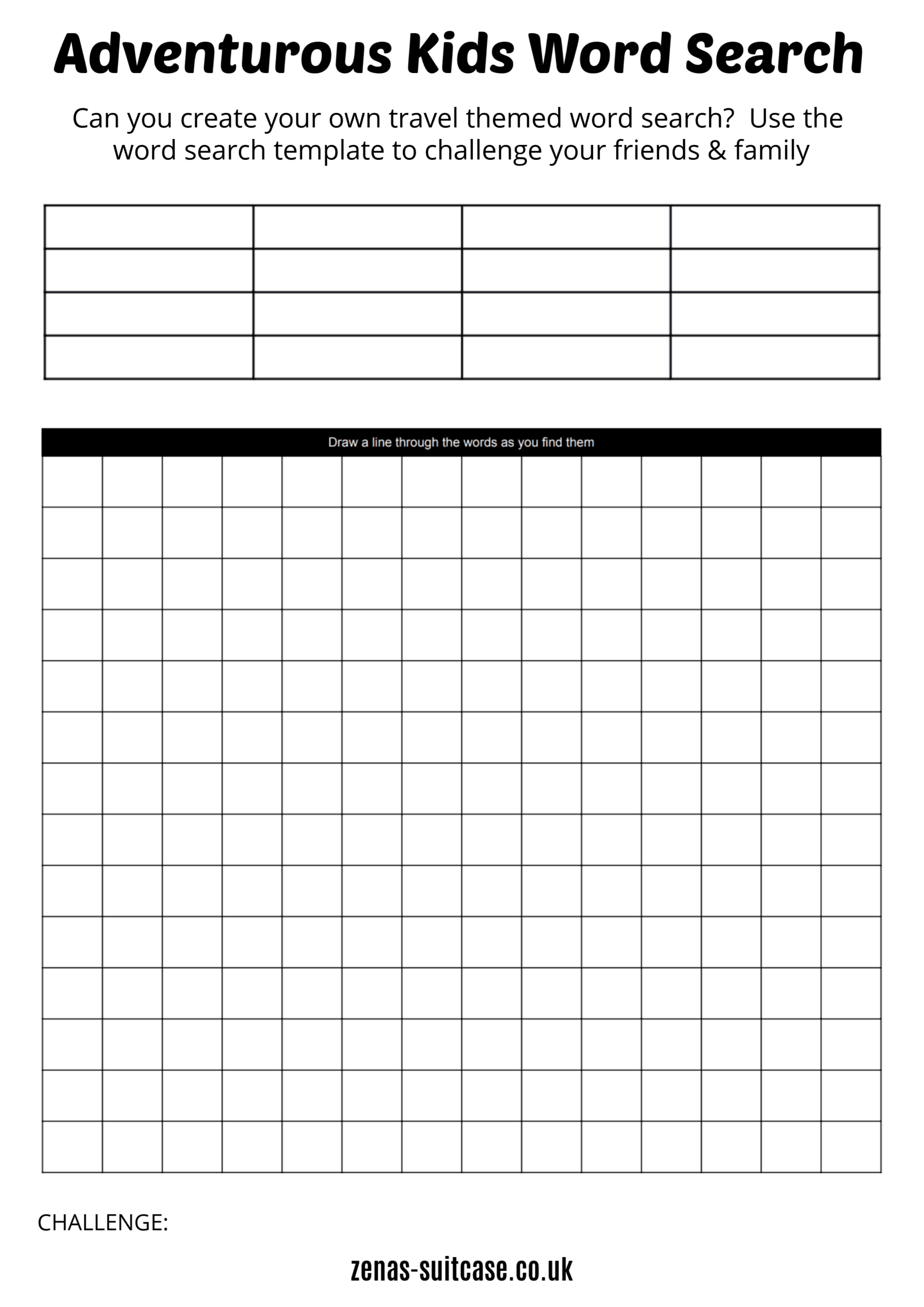 word search template printable