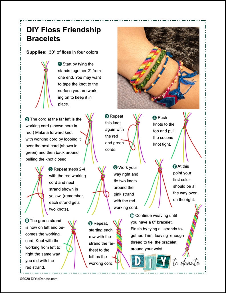 Friendship Bracelets Printable Instructions Tutorial Easy To Make Friendship Bracelets Step By Step Thread