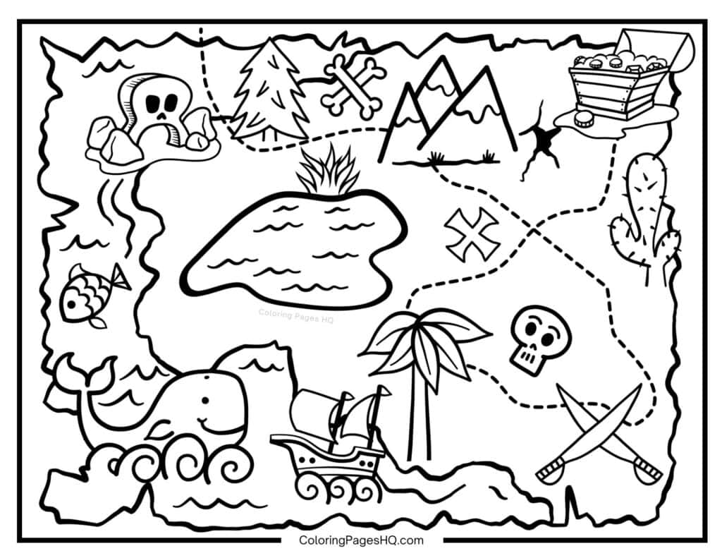 Fun Treasure Map Coloring Maps Free PDF Printables Coloring Pages HQ