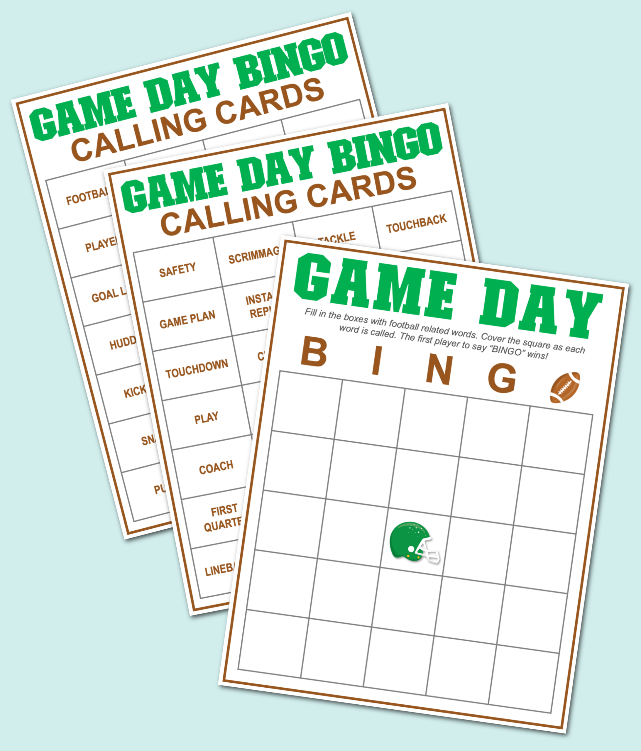 free printable football bingo cards pdf