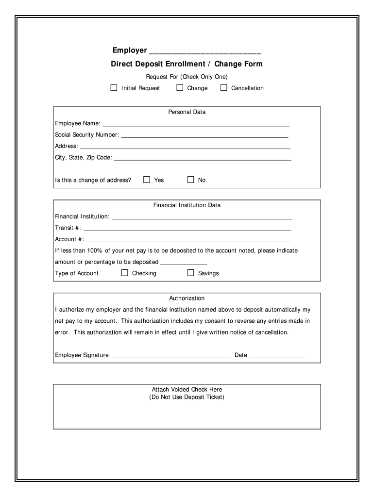 printable pdf simple direct deposit form