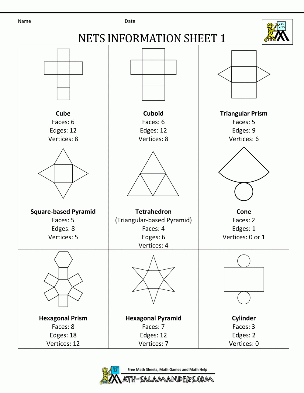 3d shape nets printable pdf