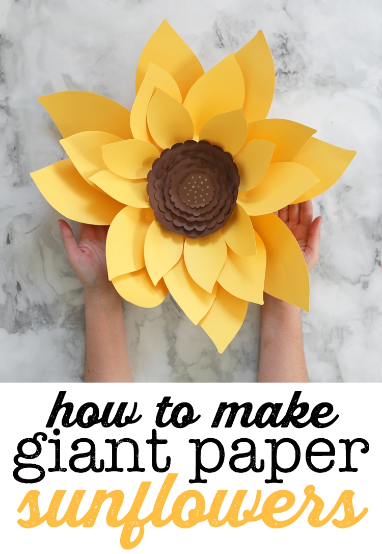 Giant Paper Sunflowers Tutorial SVG Cut Files And Printable Template
