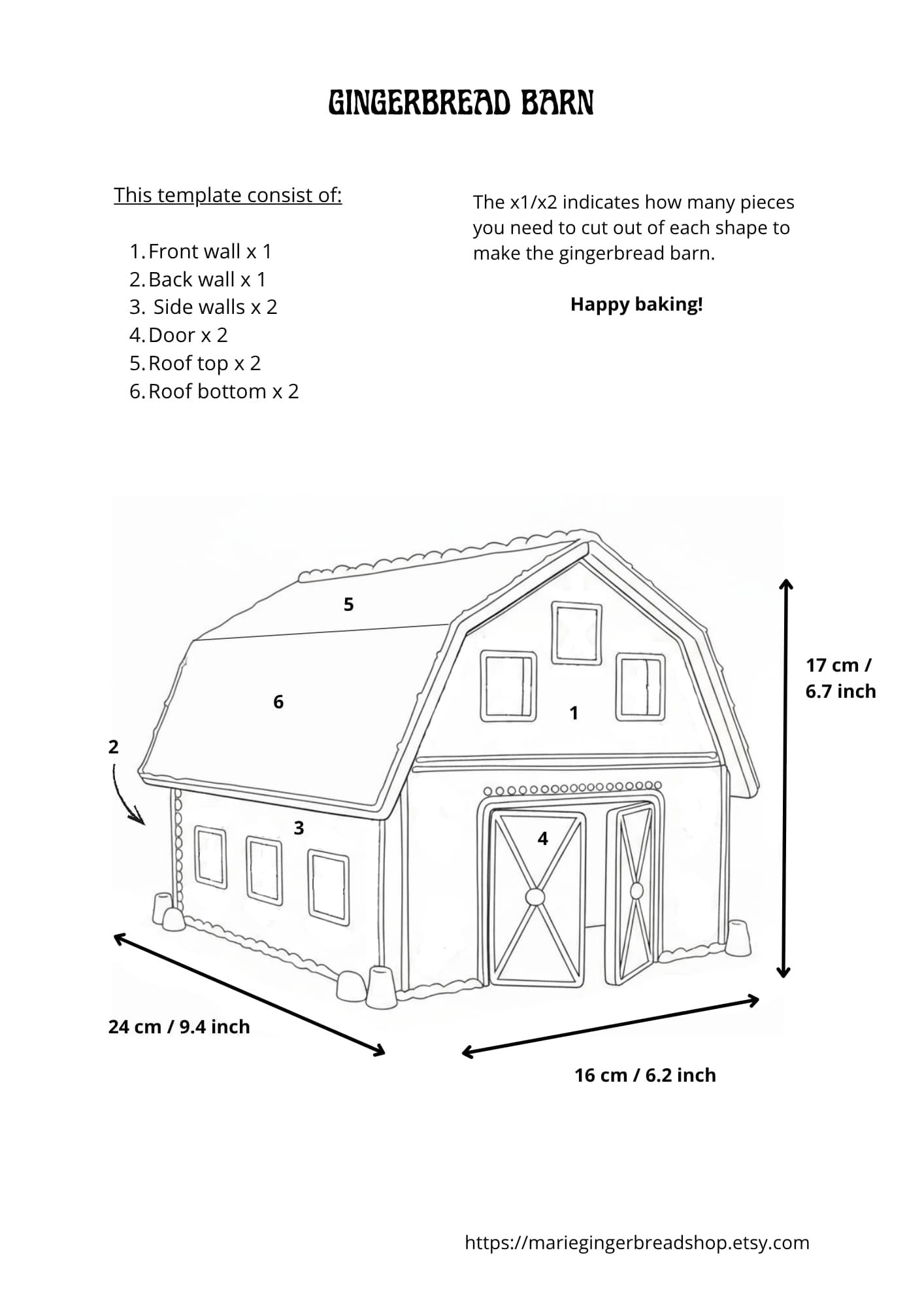 Gingerbread Barn Printable Template My Gingerbread Shop