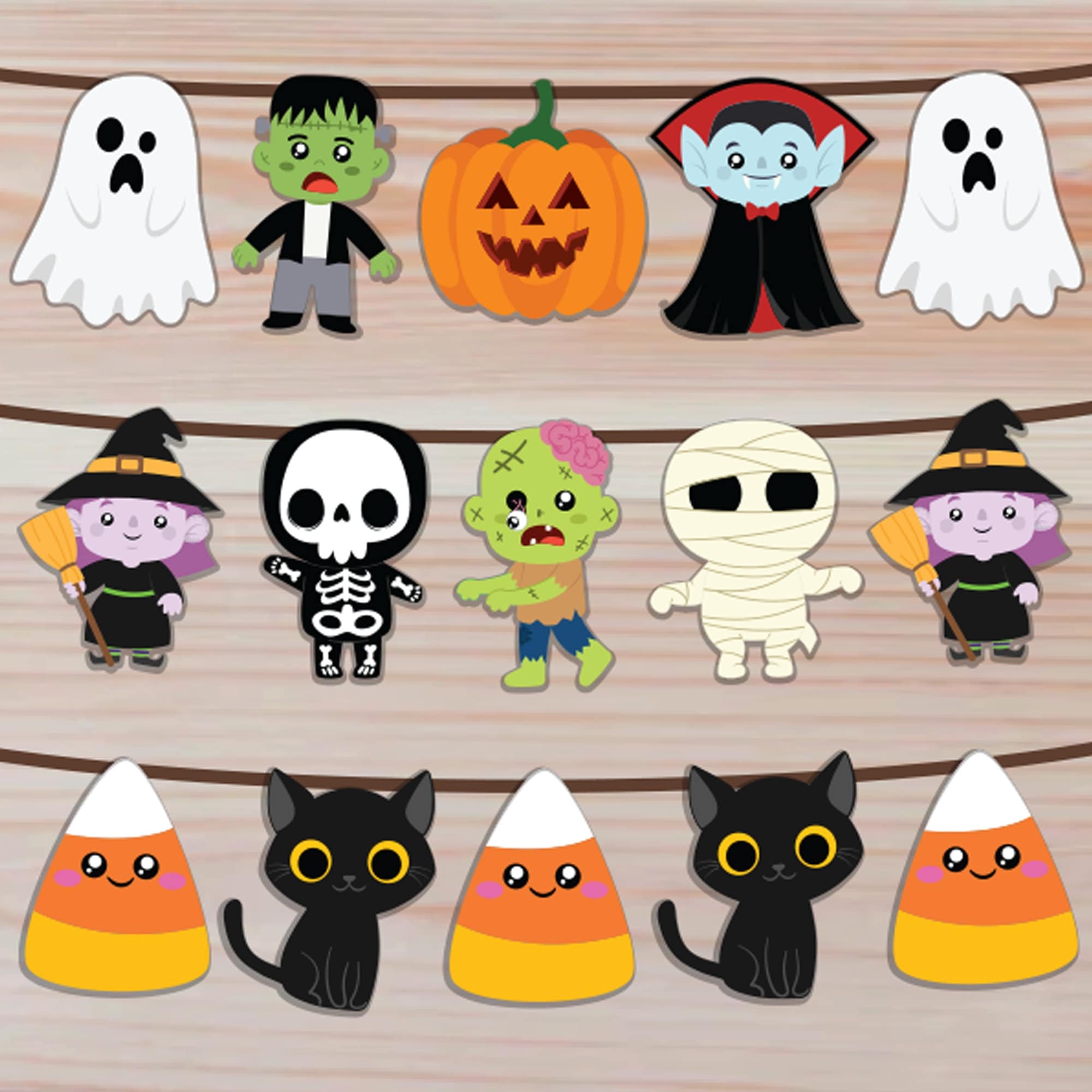 Halloween Printable Banner Halloween Garland Pennant Banner Bunting Halloween Decoration Cute Monsters Pumpkin Halloween Party Decor Etsy