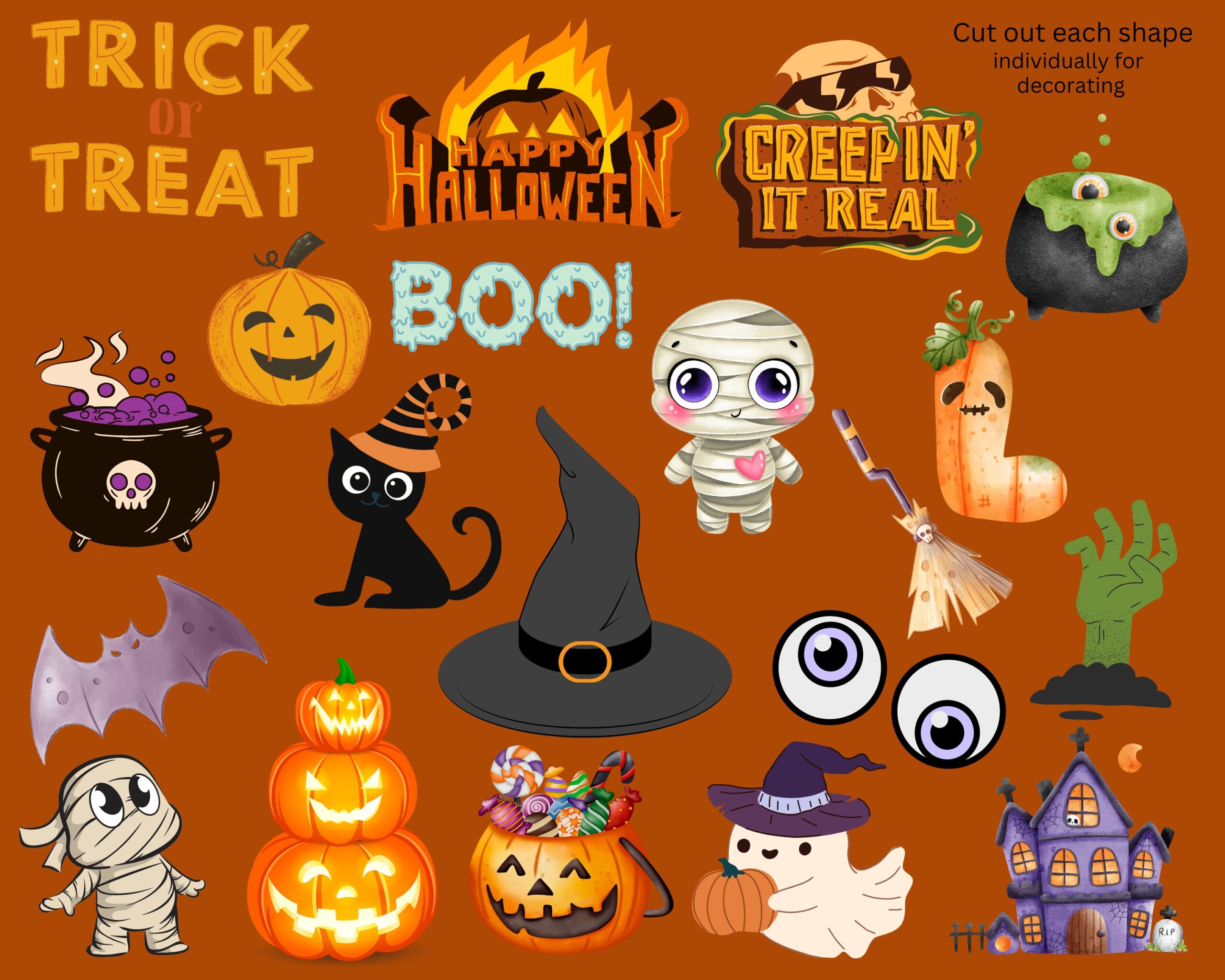 Halloween Printables Spooky Cut Out Decorations digital Download Etsy