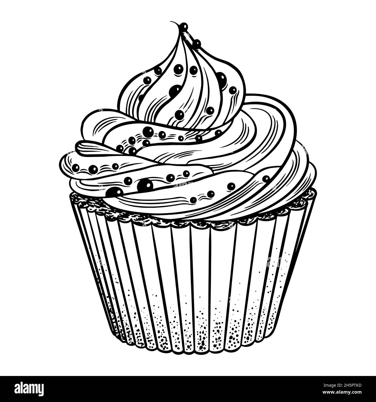 Hand Drawn Cupcake Sketch Sweet Muffin With Sprinkles Isolated On White Background Vector Illustration Stock Vector Image Art Alamy
