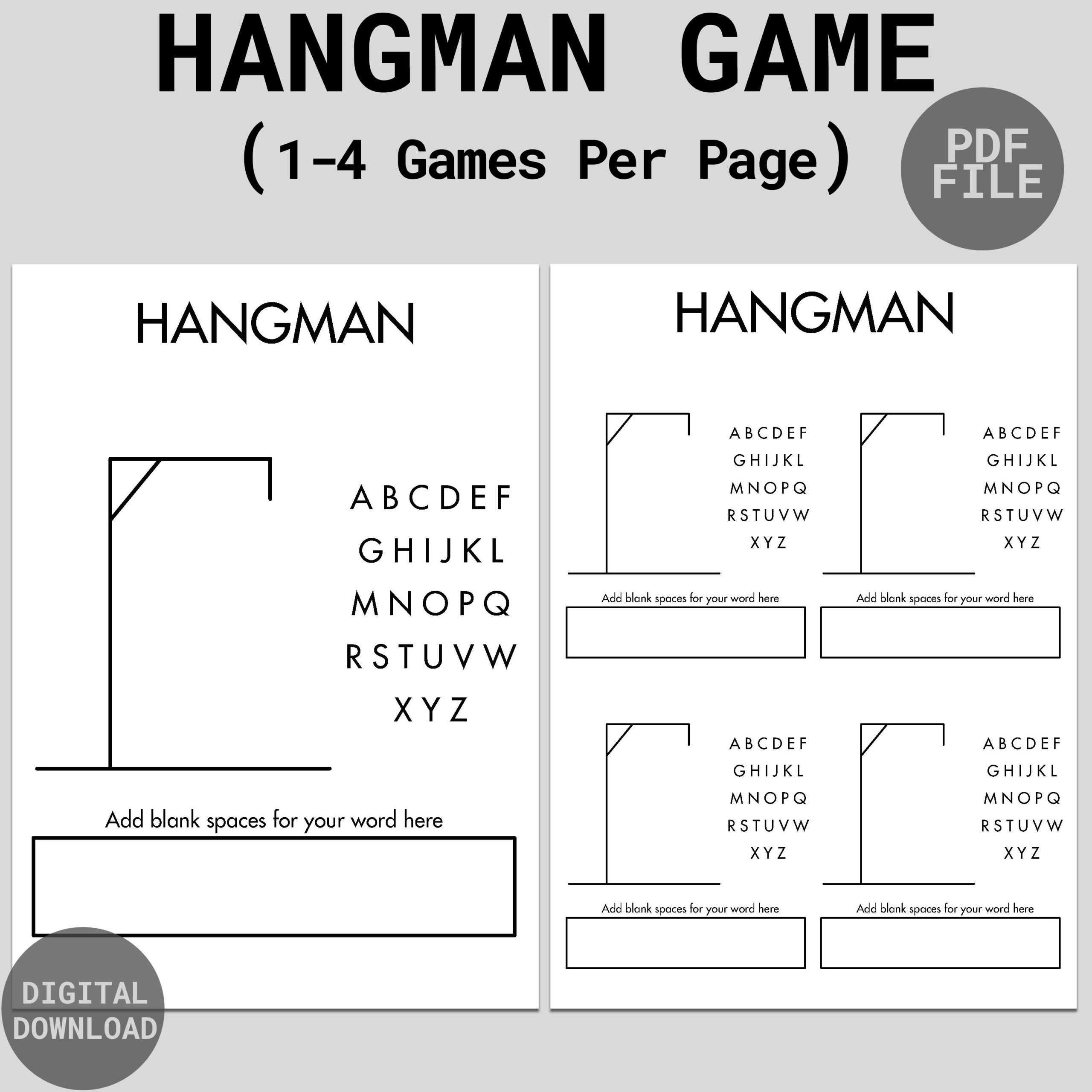 Hangman Printable Etsy