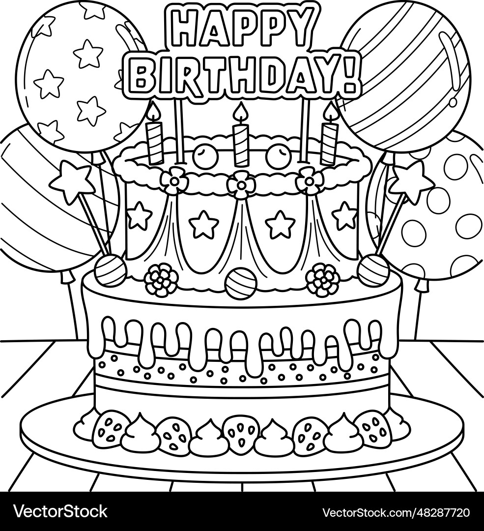 birthday colouring in pages