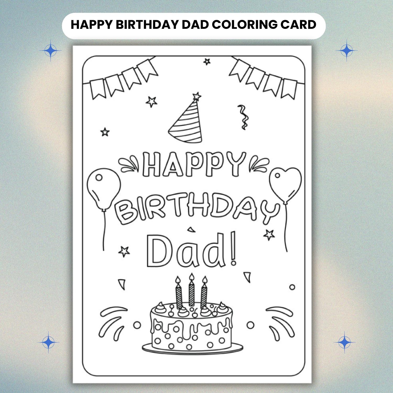 Happy Birthday Dad Coloring Page Fill in Template PDF Etsy Israel