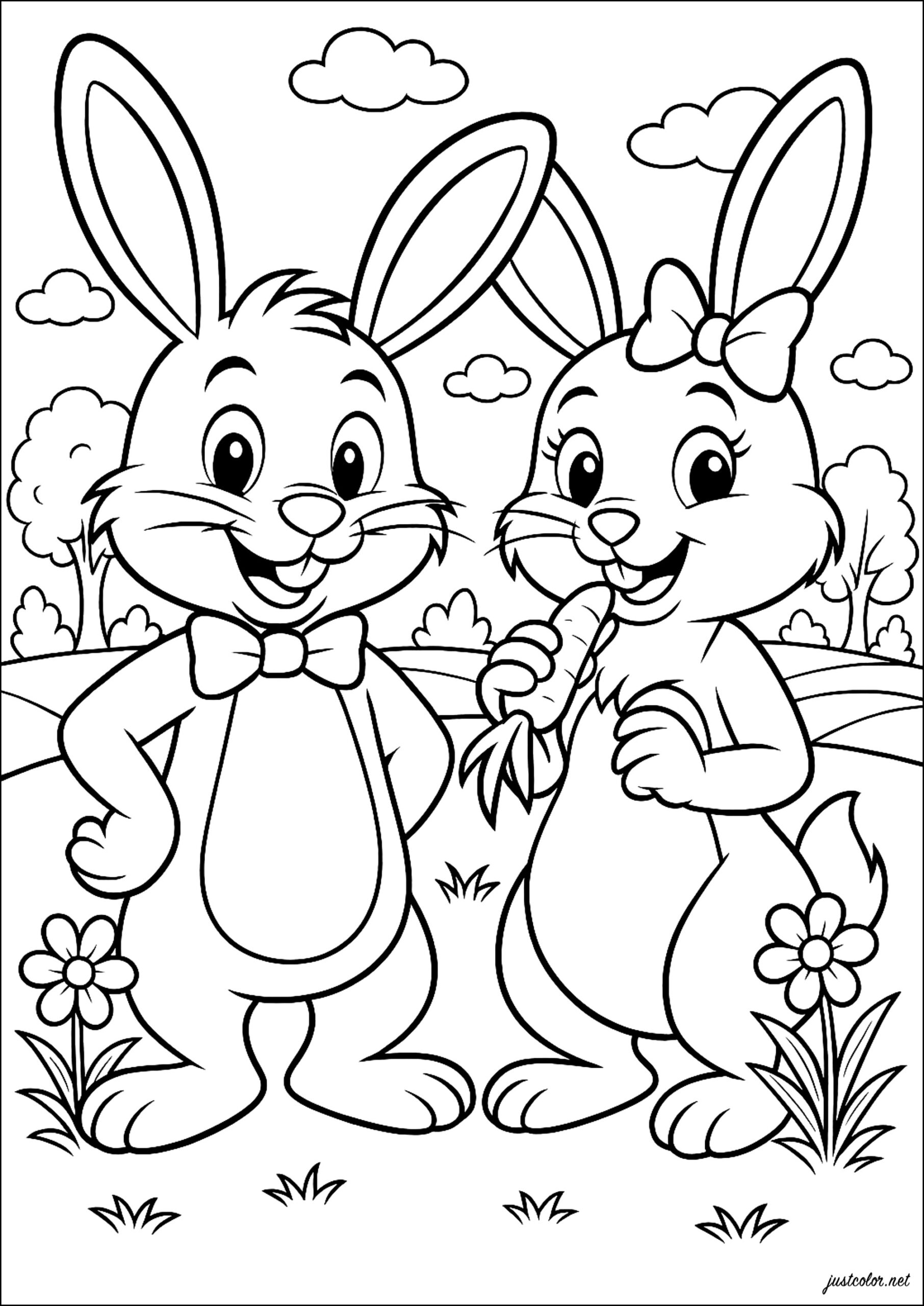 colouring pages bunny rabbits