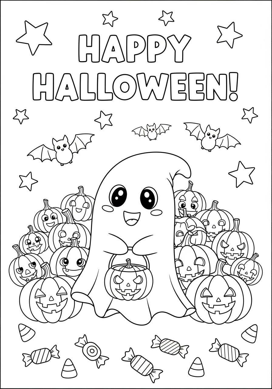 happy halloween colouring pages
