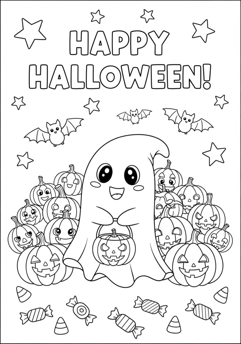 Happy Halloween Coloring Page For Preschoolers