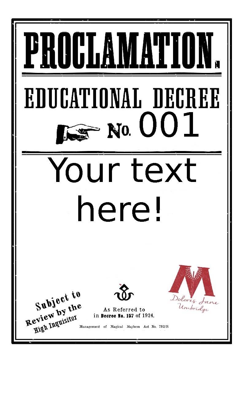 educational proclamations harry potter printable free