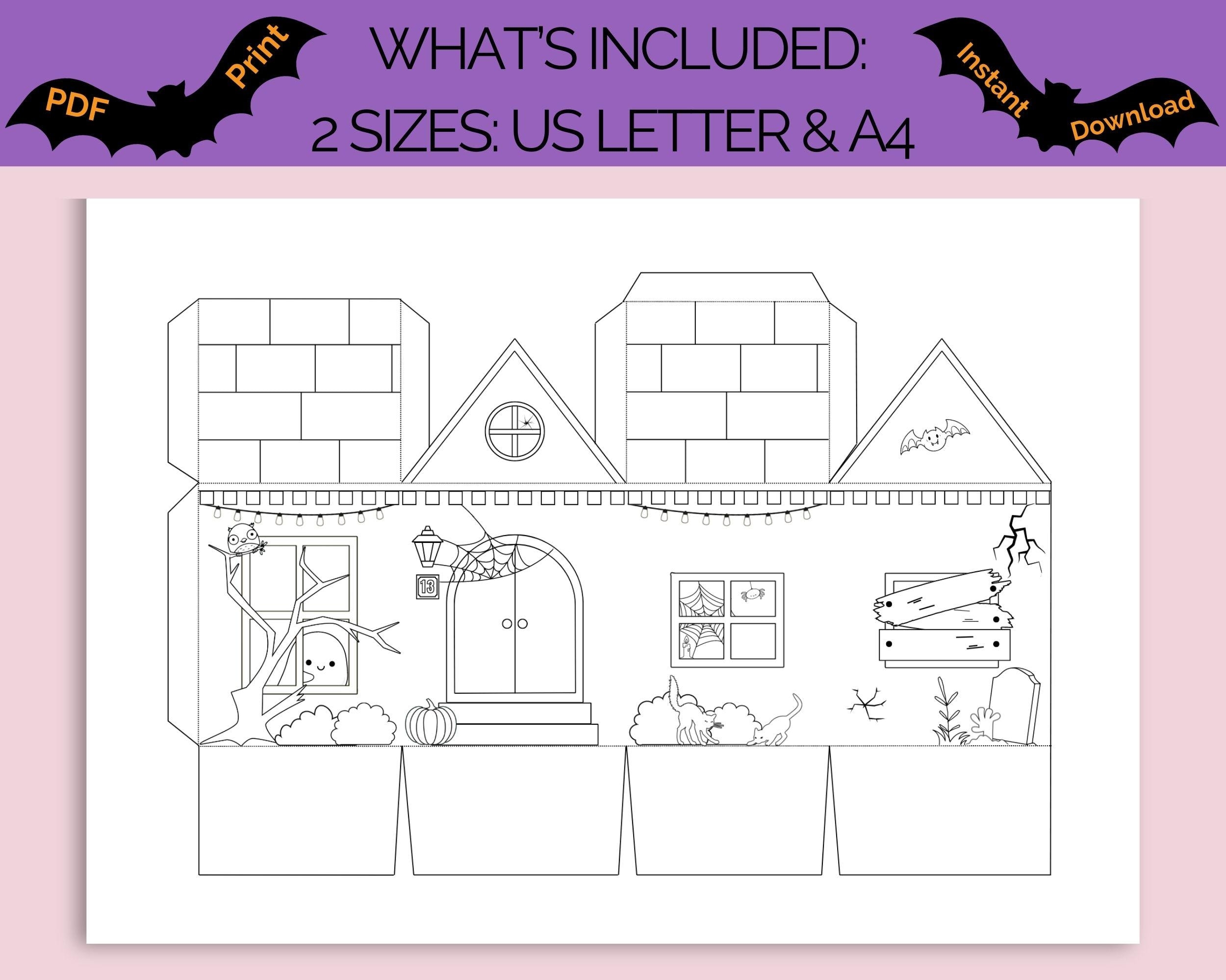 Haunted House Papercraft 3D Paper House Template Spooky Paper Houses Craft Halloween Kids Crafts Kit Preschool Activity Coloring Pages Etsy Israel