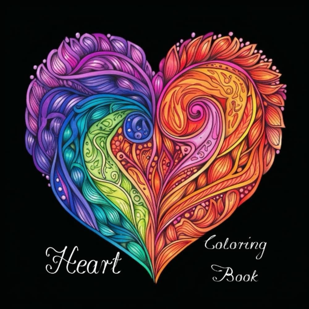 Heart Coloring Book For Adults With Black Background Patterns Landscapes Flowers And More In A Heart Shape Nature Coloring Books Beautiful Flowers Breath Taking Landscapes And Unique Houses Petersen Mel 9798396472563 