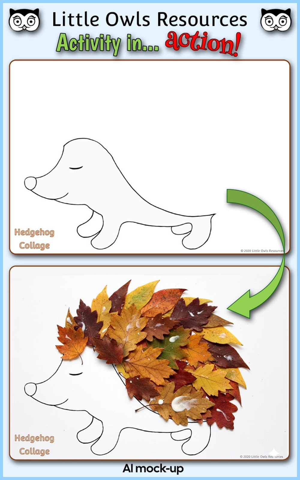 Hedgehog Autumn Leaves Collage Activity EYFS KS1 Template Little Owls Resources Free And Premium Early Years Printables