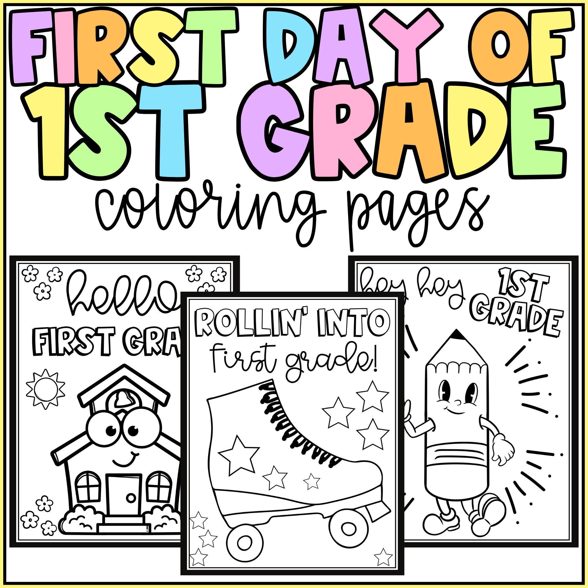 Hello First Grade Coloring Pages First Day Of 1st Grade Activity Low Prep Etsy Sweden