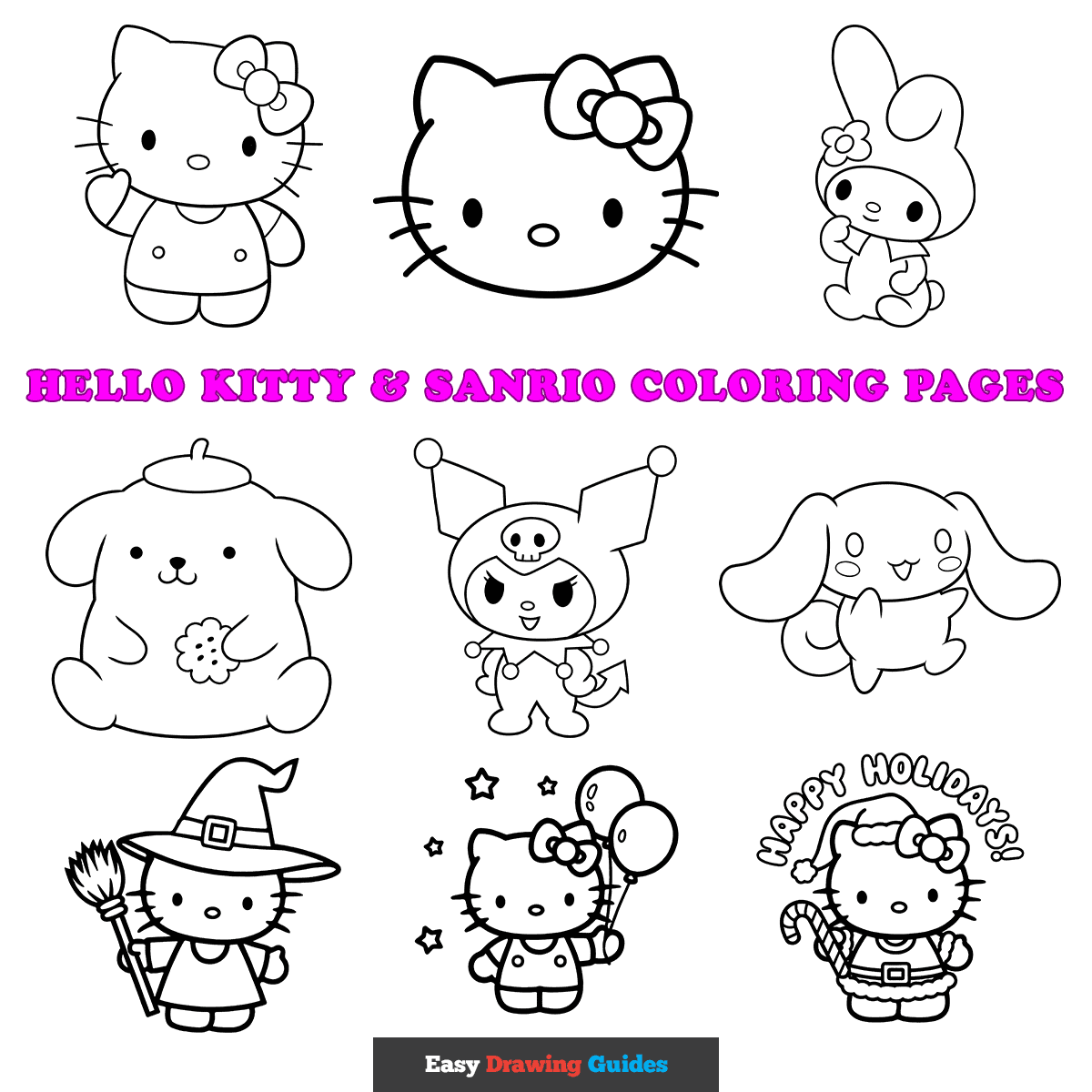 hello kitty characters coloring pages