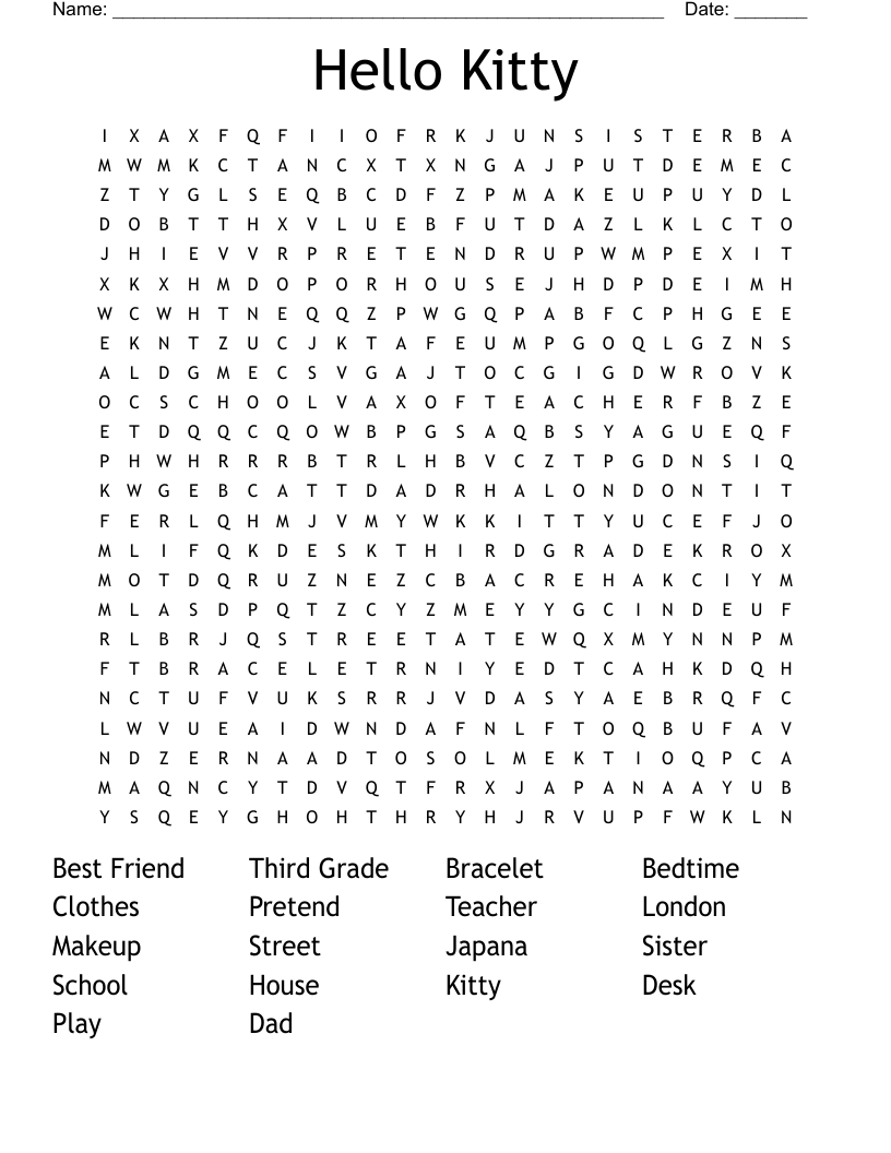 hello kitty word search