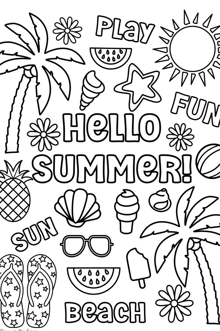 Hello Summer Printable Coloring Pages For Kids Coloring Pages Summer Coloring Sheets Easy Coloring Pages