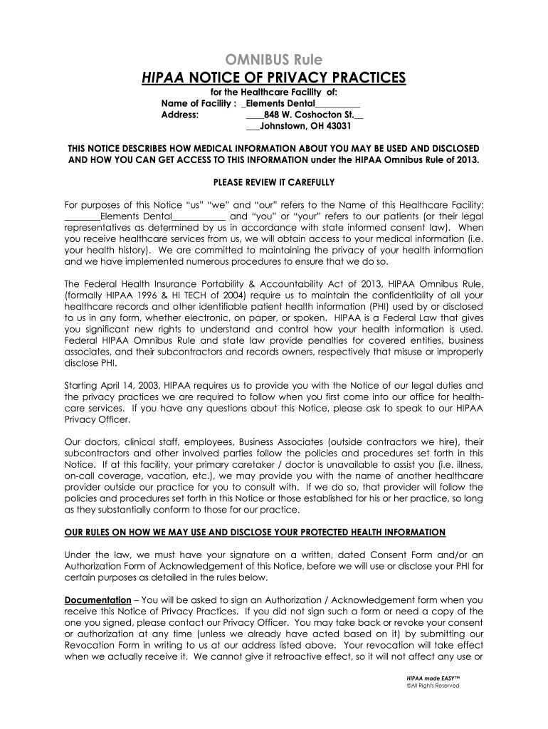 Hipaa Notice Of Privacy Practices Form Fill Online Printable Fillable Blank PdfFiller