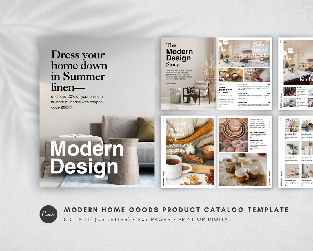 Home Goods Product Catalog Template Modern Furniture And Home Decor Product Catalog Canva Template 8 5 X 11 Print Or Digital Etsy Israel