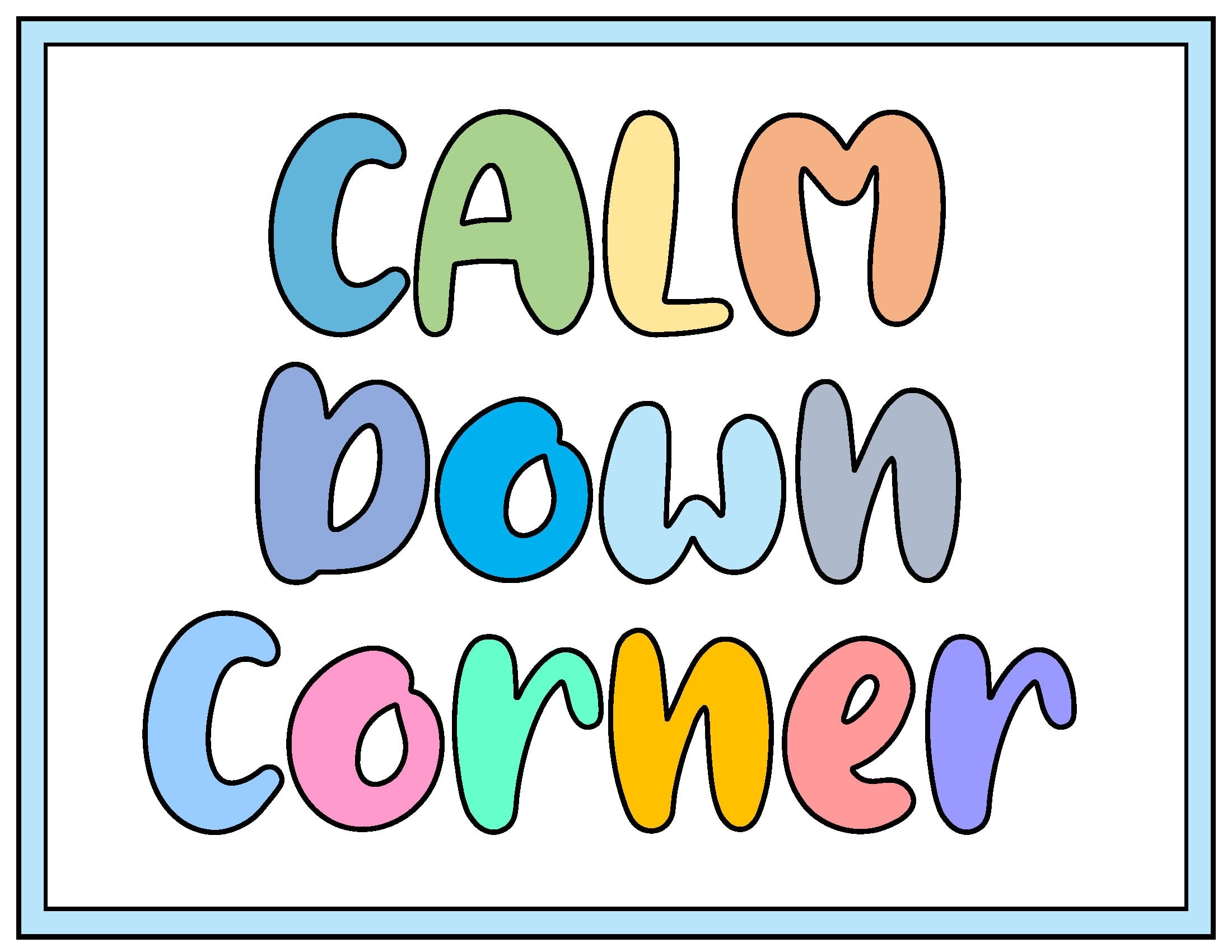 calm down corner printables pdf free