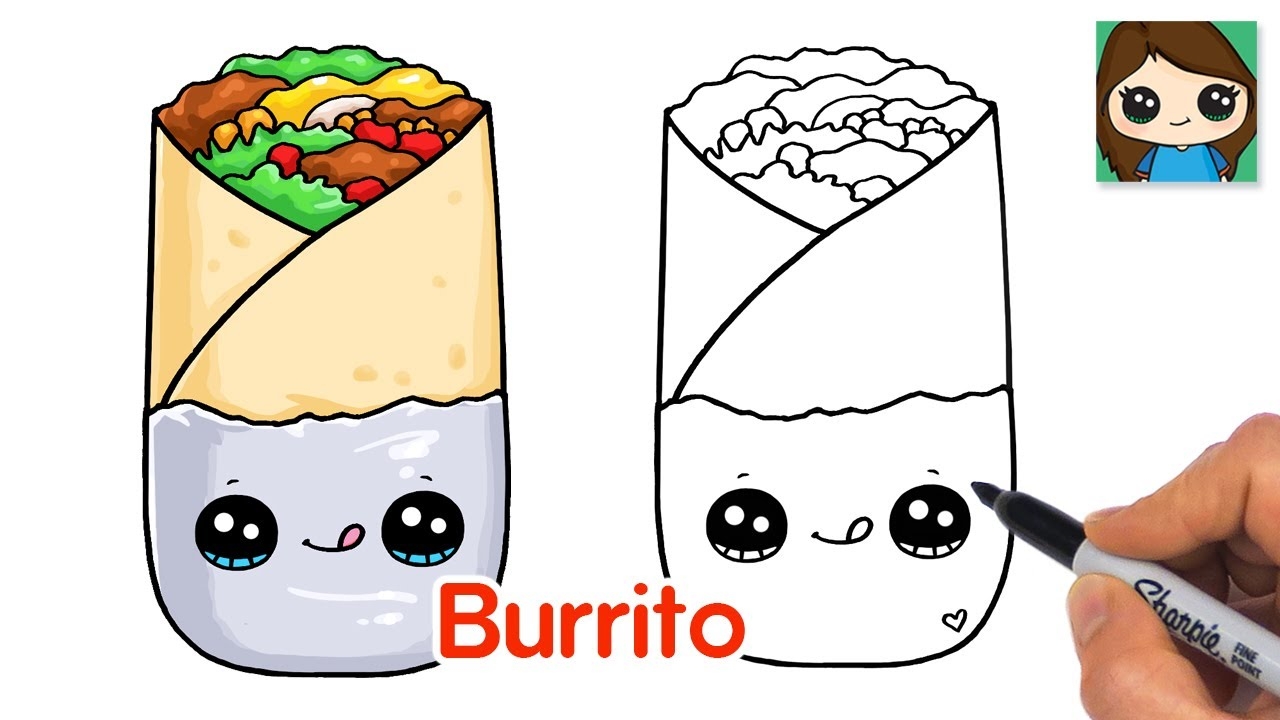 How To Draw A Burrito Easy Cute Food Art YouTube
