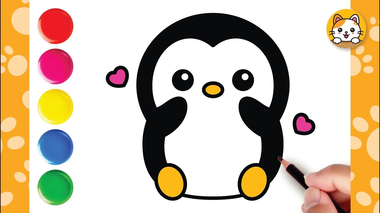 How To Draw A Cute Penguin Easy For Kids Cute Drawing And Coloring YouTube
