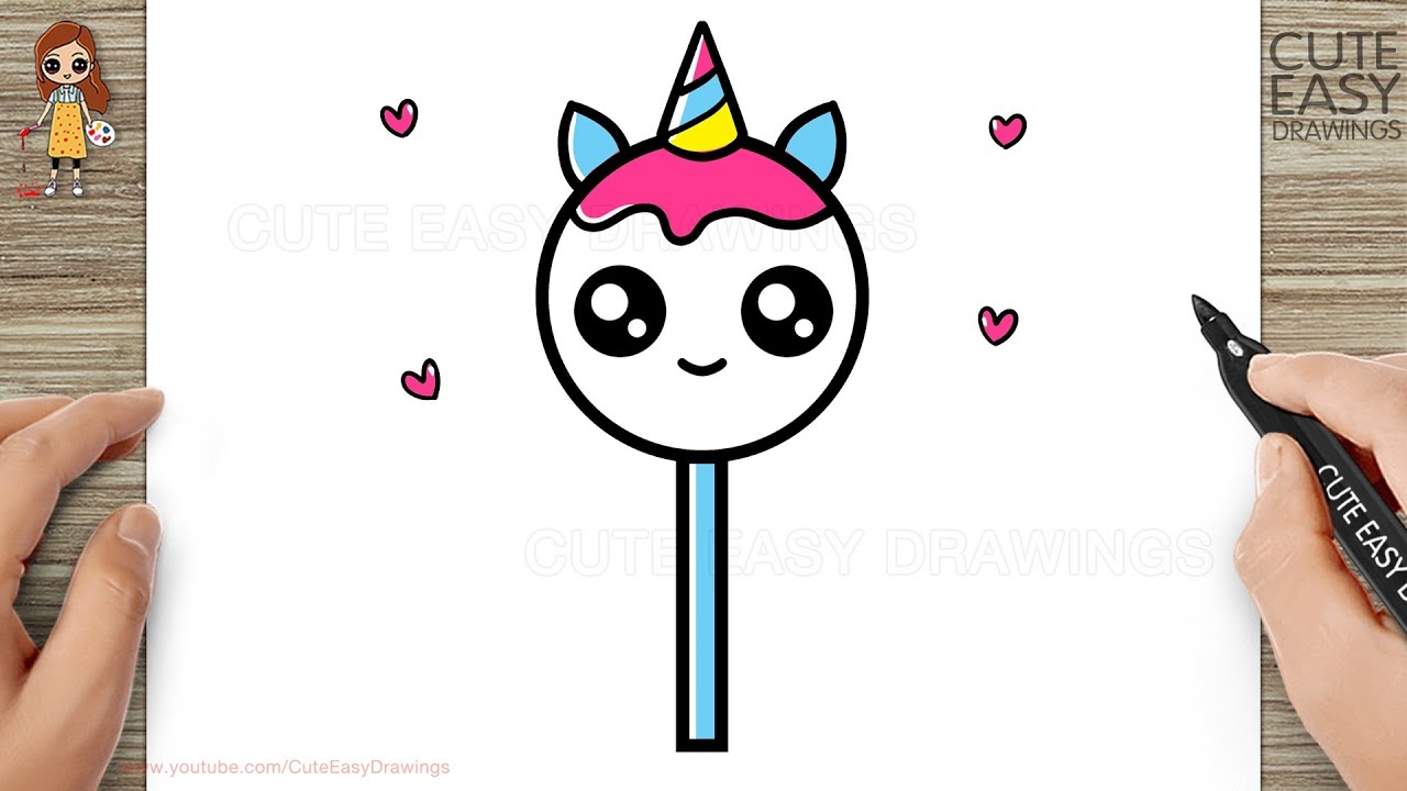 How To Draw A Cute Unicorn Lollipop Easy For Kids And Toddlers YouTube