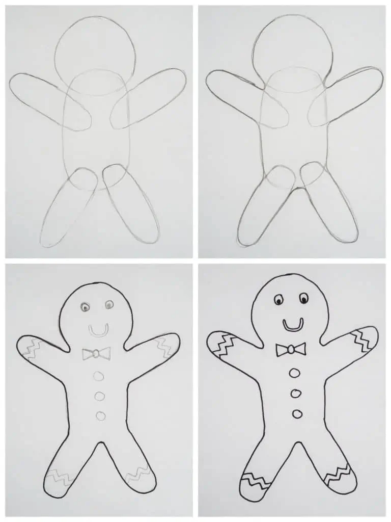 How To Draw A Gingerbread Man Birch And Button
