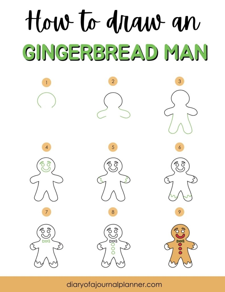 How To Draw A Gingerbread Man Easy Gingerbread Man Drawing To Try