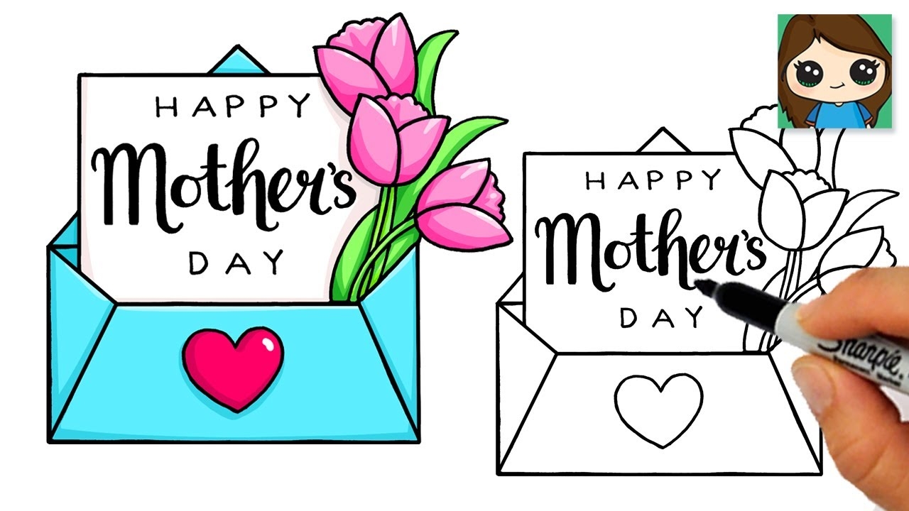 How To Draw A Happy Mother s Day Letter And Envelope YouTube