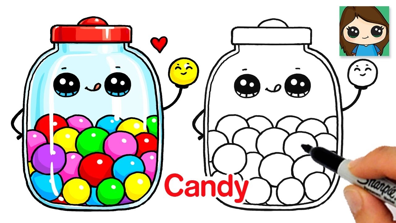 How To Draw A Jar Of Candy Cute Food Art YouTube