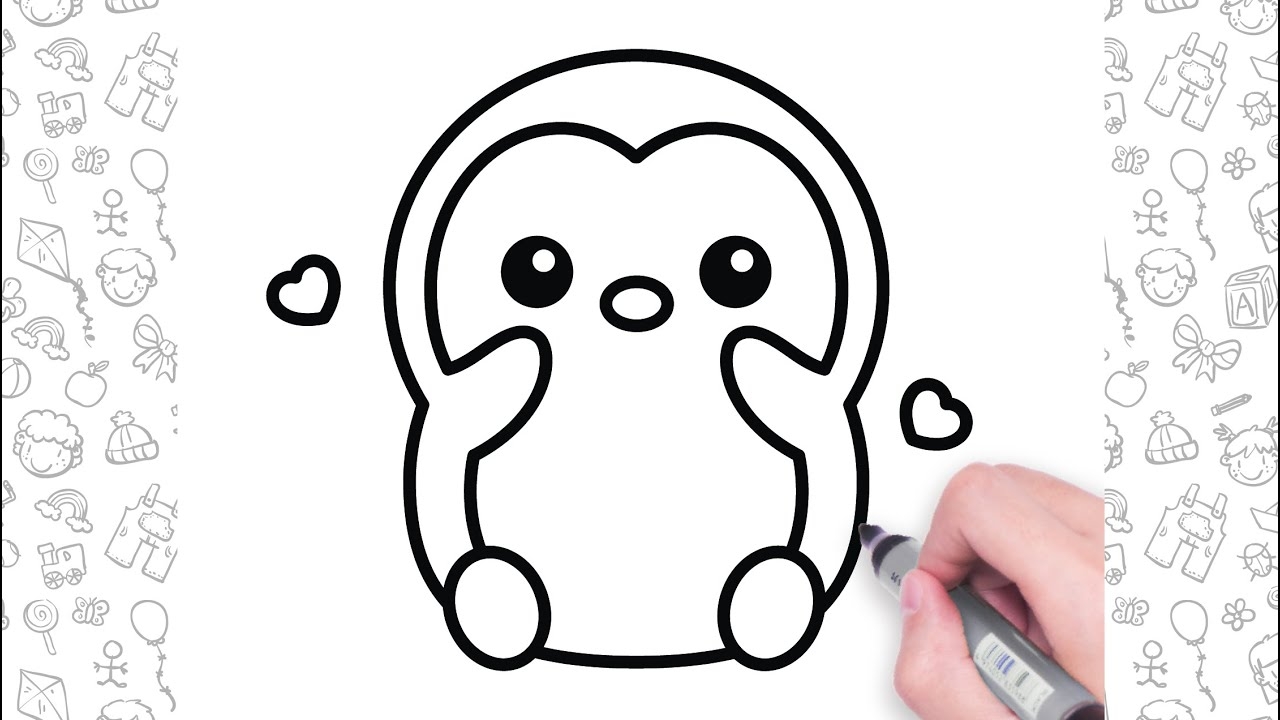 How To Draw A Penguin Easy For Kids Cute Animal Drawing YouTube