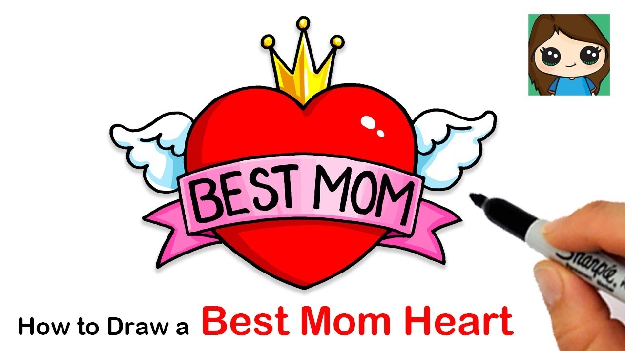 How To Draw BEST MOM Heart With Wings Mother s Day Art YouTube