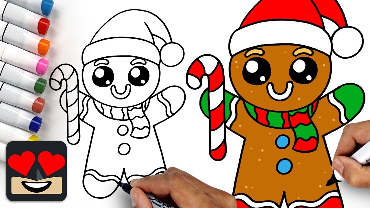 How To Draw Christmas Gingerbread Man YouTube