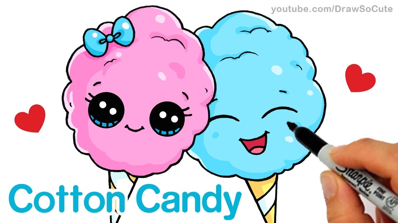 How To Draw Cotton Candy Easy Cartoon Food YouTube