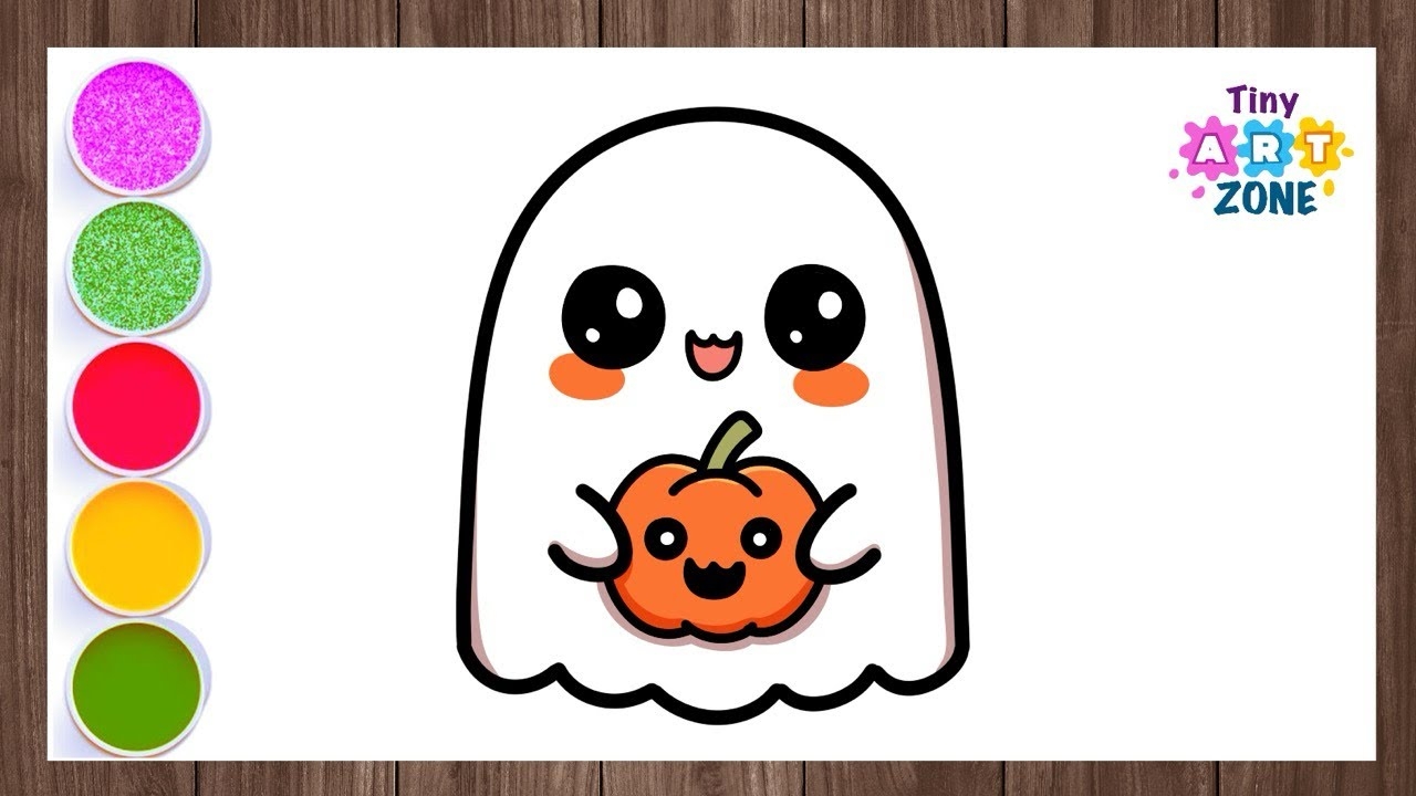 How To Draw Cute Ghost Easy For Kids Halloween Drawing Easy Drawing YouTube
