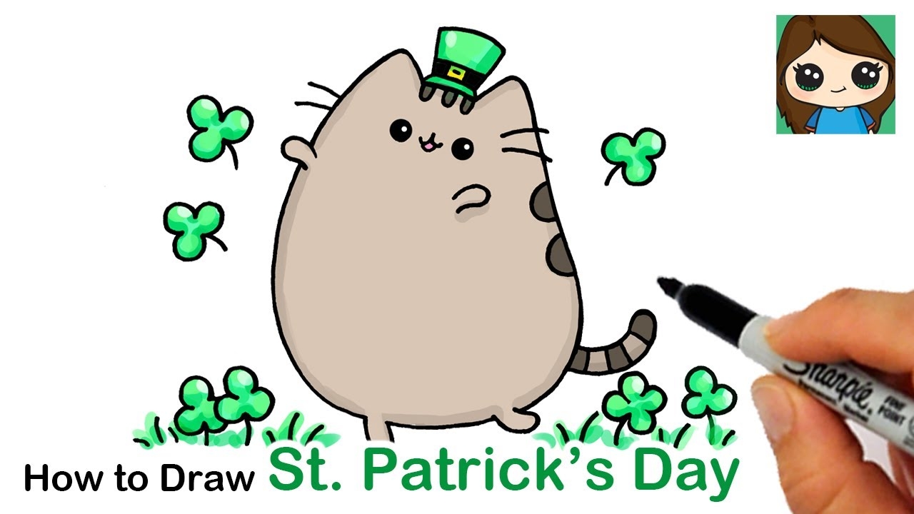 How To Draw Cute Pusheen Cat St Patrick s Day YouTube