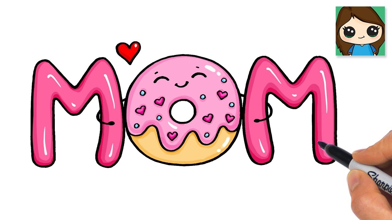 How To Draw Donut For Best Sweet MOM Ever Bubble Letters YouTube