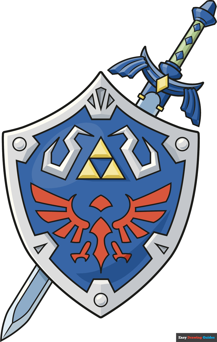How To Draw The Master Sword And Hylian Shield From The Legend Of Zelda Really Easy Drawing Tutorial