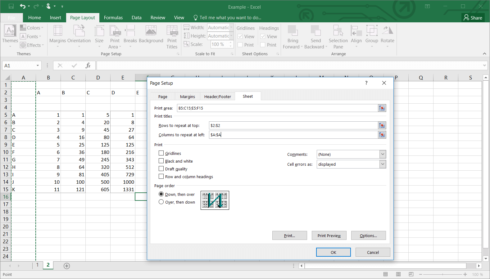 excel printable area excel printable area